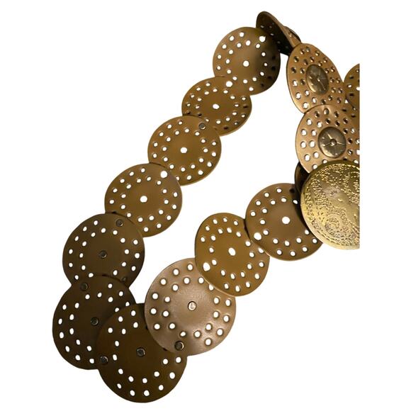 Boho Brass Disc Medallion Belt XL 45in Vintage Style Man Made Materials - Picture 2 of 5